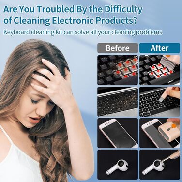 Набір для чищення клавіатури 12 в 1: для ноутбука, iPhone, MacBook, PC, камери (рожевий)
