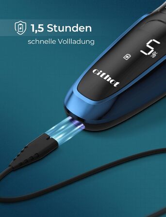 Електричний чоловічий бритва CITHOT RS8336: вологе та сухе гоління, прецизійний тример, IPX7, синій