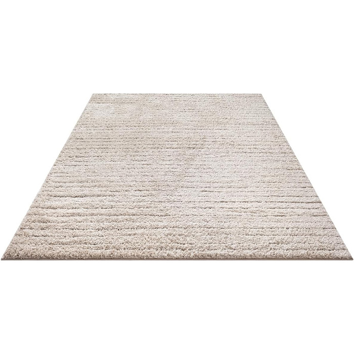 Килим Bahar Shaggy: елегантний дизайнерський килим для вітальні, м'який та легкий у догляді, високий ворс (120 x 170 см, бежевий)