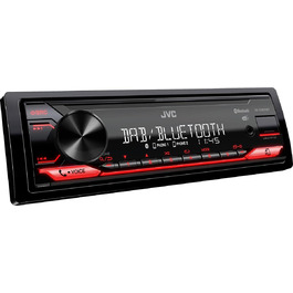 Автомагнітола JVC KD-X282DBT з USB, DAB+, Bluetooth, мікрофоном, AUX, саундпроцесором, 4x50 Вт, червоне підсвічування кнопок