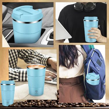 Термокружка CS COSDDI з нержавіючої сталі, 380 мл, з кришкою, для кави, води та чаю, подвійні стінки, ізольована, для подорожей та автомобіля