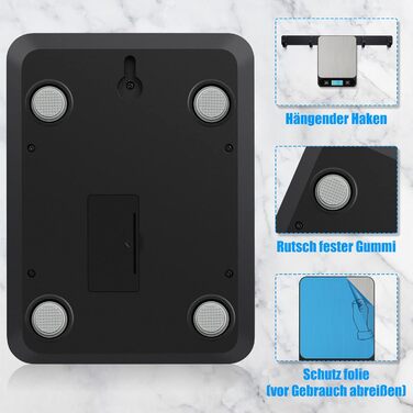 Кухонні ваги Diyife 10 кг / 1 г, електронні, з LCD-дисплеєм, для випічки та приготування їжі, з тарою, автовимкненням, платформа з нержавіючої сталі, 6 одиниць вимірювання, чорні