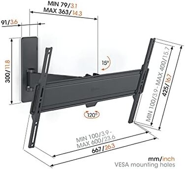 Настінна кріплення для телевізора Vogel's Quick TVM 1225, 19-43 дюйми, до 15 кг, поворотне до 120°, VESA 200x200, full-motion