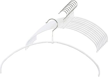 MAWA Clothes Hangers Light, Set of 20 space-saving and non-slip hangers, ideal for T-shirts, tops, and lightweight sweaters, with a 360° rotatable hook and non-slip coating, 40 cm, White