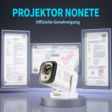 4K проєктор Beamer Full HD 1080P Android: портативний міні-проєктор з WiFi 6, Bluetooth 5.2, 270° обертанням, підтримкою PC/HDMI/USB, з пультом та мишкою, білий