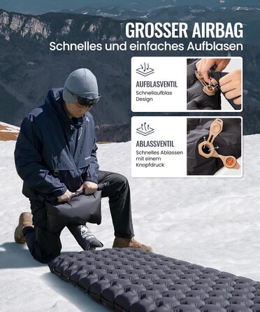 Каремат надувний OneTigris NOBLEJADE 10 см для кемпінгу, туризму, автомобіля (R-7.3) з помпою