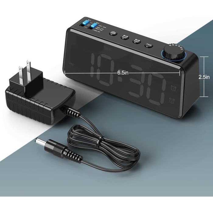 ANJANK FM Radio Alarm Clock with USB Charging Port | Dual Alarm with Weekday/Weekend Settings | 0-100% Dimmable and 6.5
