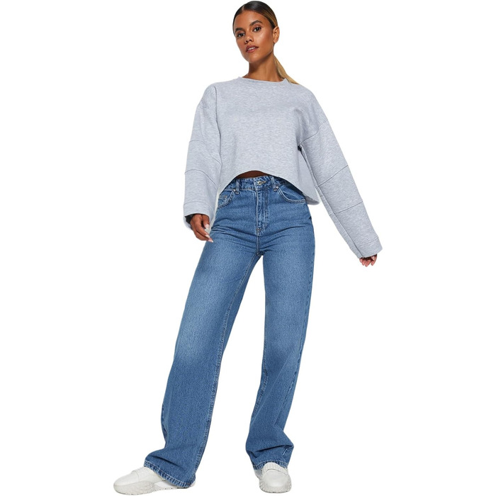 Джинси жіночі Trendyol з широкими штанинами та високою талією, блакитні