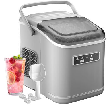 Машина для приготування льоду Ice Maker: 9 кубиків за 6-8 хвилин, 12 кг на добу, самоочищення, сірий колір. Ідеально для кухні, офісу, бару та вечірки