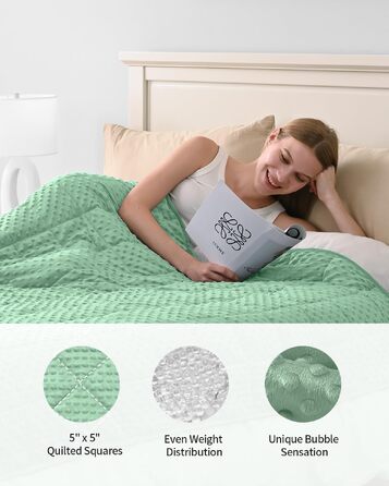 Обважнююча ковдра Mr. Sandman для дорослих Queen Size, 152x203 см, 6.8 кг, пастельно-зелена — м'яка антистрес ковдра для глибокого сну, що підтримує спокій, з можливістю прання в машині