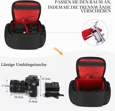 Сумка для фотоапарата G-raphy для DSLR та SRL камер, універсальна сумка для аксесуарів для фотографії знімним ременем, чорна