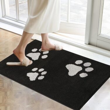 Привратний килимок Mibao 60x90 см, вологопоглинаючий та протиковзкий килим для входу та авто, що підтримує машинне прання, чорний