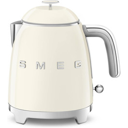Електричний чайник Smeg KLF05CREU, 0.8 л, кремовий колір, нержавіюча сталь, захист від перегріву, індикатор рівня води, антиковзаюче дно, вбудована котушка для кабелю, 1400W