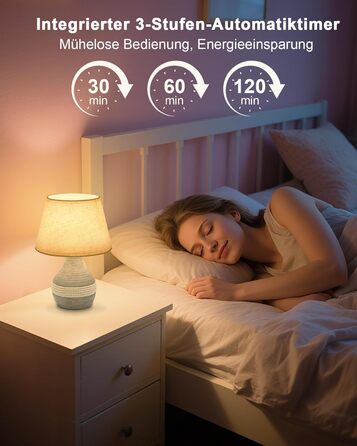 Бездротова керамічна настільна лампа з таймером, димером, лляним абажуром, пультом дистанційного керування, акумуляторна, в стилі Mid Century Modern