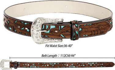 Жіночий/Чоловічий ковбойський ремінь INOGIH з регульованою пряжкою у вінтажному стилі - для джинсів, штанів, суконь. Розмір 30'-39' (107 см)