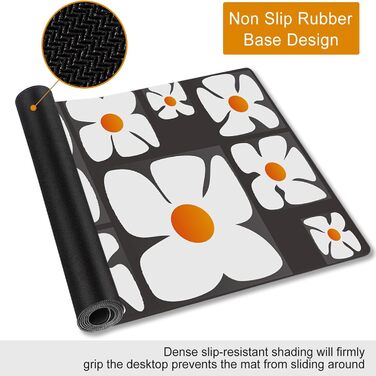 Килимок для миші з PU-шкіри, 90 x 40 см, XXL, захист столу, для офісу та дому (Frangipani)