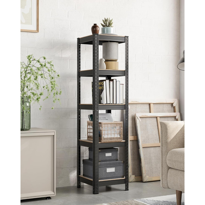 SONGMICS 5-Tier Adjustable Storage Shelf Unit - Vintage Brown & Black