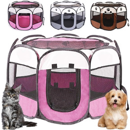 Клітка-загон для собак та цуценят, складана, 73x73x43 см, рожева