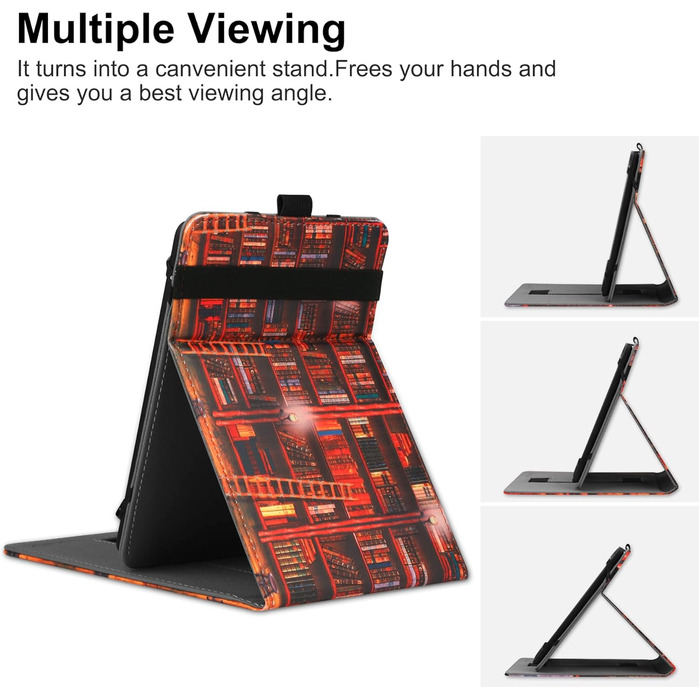 Чохол для Kindle/Kobo/Tolino/Pocketbook/Sony 6-дюймовий eReader, Folio Stand, Library