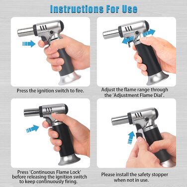 Кулінарний газовий пальник-фламбе Bunsen для кухні та кемпінгу з замком безпеки, для десертів та випічки