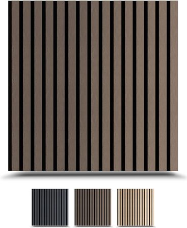 Акустичні панелі з дерева 60x60 см, колір горіх (4 шт.) — стінні звукопоглинаючі панелі-ламелі для шумоізоляції та покращення акустики приміщення