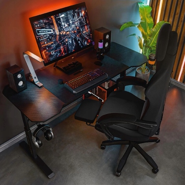 Ігровий стіл Trex E-Sports Stratos, чорний, 140x60 см