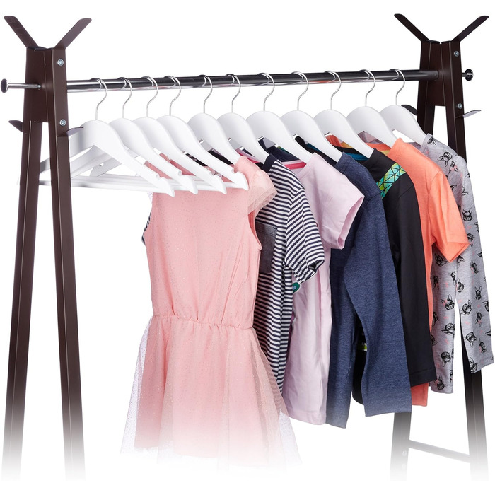 Relaxdays 40 x Children's Clothes Hangers, Wood, 360° Swivel Hook, Wooden Clothes Hangers for Kids, WxH: 18 x 30.5 cm, Clothes Hanger Set, white