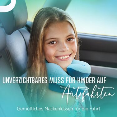 Подушка для шиї BCOZZY для дітей 8-12 років, сірого кольору, середня, для подорожей. Запобігає падінню голови, м'яка, зручна, можна прати.