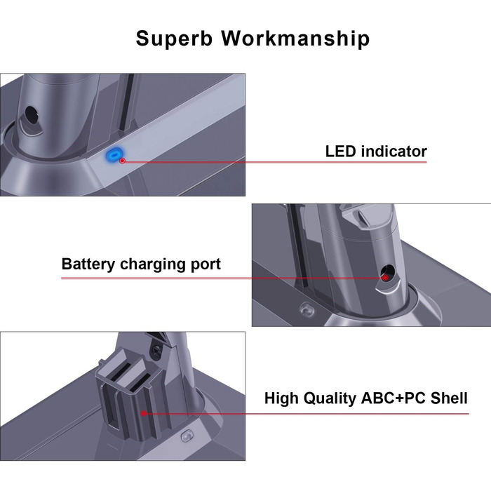 Акумулятор ARyee V7 сумісний з пилососами Dyson V7 Trigger, V7 Animal, V7 Fluffy, V7 Motorhead (з 1 щіткою, 1 фільтром попереднього очищення та 1 фільтром тонкого очищення)