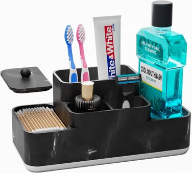 VITVITI Toothbrush Holder Electric Toothbrush Holder with Cover Bathroom, Marble Electric Toothbrush Toothbrush Holder Bathroom Organizer Countertop Toothpaste Vanity Counter Toothbrush Holder