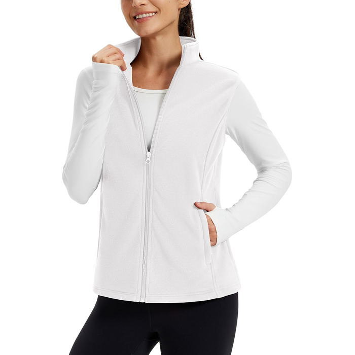 TACVASEN жіноча флісова жилетка Outdoor, тепла жилетка з капюшоном та кишенями на блискавці, спортивна жилетка для жінок (XL, білий)