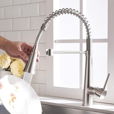 Кухонний змішувач TIMACO з гнучким гусаком, поворотний на 360°, з нержавіючої сталі, з щіткою, для кухні