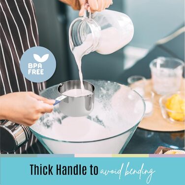 Nextop 14-Piece Stainless Steel Measuring Cup and Spoon Set with All Stackable Sizes and Levelers for Dry Ingredients, Complete Set for Kitchen & Baking Measuring Tools (Aqua Sky Blue Set)