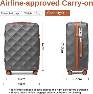 Чохол валіза British Traveller Hartschalenkoffer Groß, 74.5 x 49 x 30.5 см, сірий, з TSA-замком та 4 колесами для подорожей та бізнесу