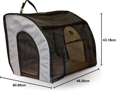 Кенійська переноска для тварин K&H Pet Products для подорожей на авто, сумка-переноска для котів та маленьких собак, портативний вольєр для авто, сірий/чорний, 43.2 x 40.6 x 38.1 см