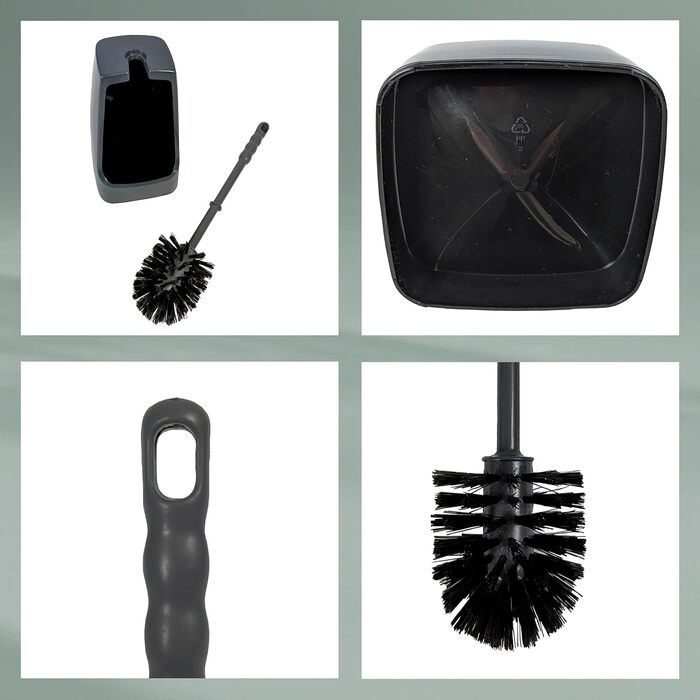 Набір для чищення унітазу Levin, щітка з контейнером, 38 см, темно-сірий