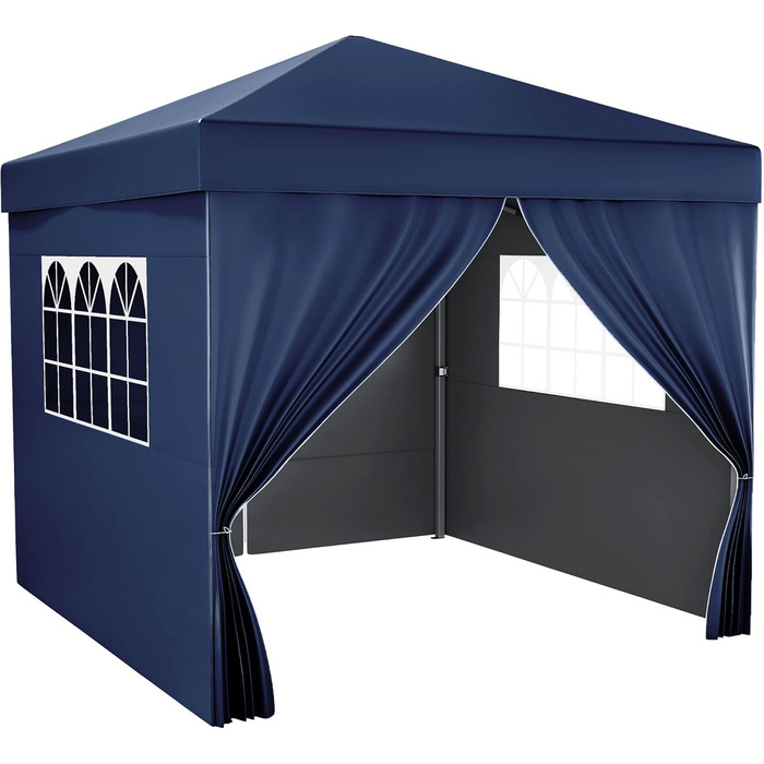 YITAHOME Outdoor Pop-Up Gazebo with Sides, Folding Gazebo, Waterproof Foldable Garden Gazebo for All Seasons, Camping Gazebo, Anti-UV with Free Adjustable Height for Parties, Markets (Blue, 3x3 Meters)
