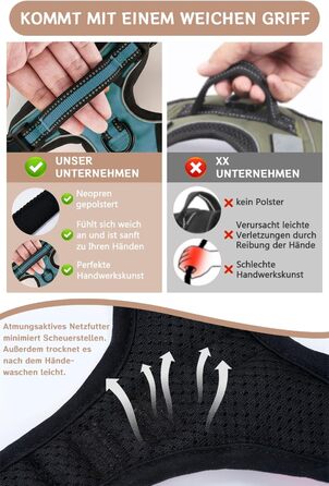 Нашийник для собак BaoCheng Anti Pull: дихаюча сітка, 3 пряжки, безпека, полегшення кашлю, світловідбиваючий (темно-зелений, S)