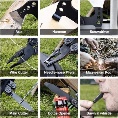 Мультитул 33 в 1 для чоловіків: сокира, молоток, плоскогубці, ніж, викрутки. Ідеальний для кемпінгу, надзвичайних ситуацій та виживання на природі