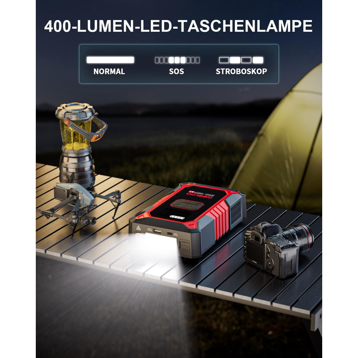 Powerbank з компресором GOOLOO A3 для автомобіля 12V (до 9.0L бензин/6.5L дизель), 3000A, 150PSI, LED дисплей