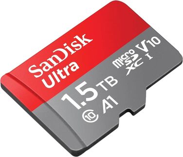Карта пам'яті SanDisk Ultra microSDXC UHS-I 1.5 TB з адаптером для Android, смартфонів та планшетів, Class 10, U1, A1, швидкість читання до 150 МБ/с, Full HD