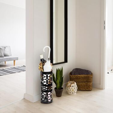 ZENFUN Metal Umbrella Stand - Freestanding Umbrella Holder for Entryway, Home, Office, Hotel - Black, 15x15x40 CM