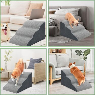 WGYTECH 4-Step Dog Stairs, Pet Staircase for Sofa and Bed, High-Density Sponge Dog Stairs, Washable Cover & Non-Slip Bottom, Dog Ramp for Dogs and Cats, L72xW40xH50cm (3-Step, 30cm High)