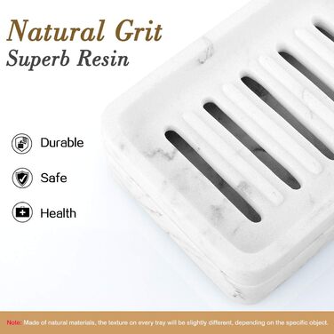 Підставка для мила MoKo Harz з подвійним шаром, швидковисихаюча, знімний контейнер для води, для кухні, ванної кімнати, душу - білий мармур