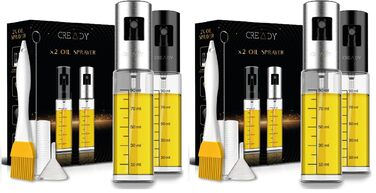 CREADY® Розпилювач для олії 100 мл (2 шт.) Чорний – Спрей для оливкової олії, кухонний розпилювач для олії для приготування їжі