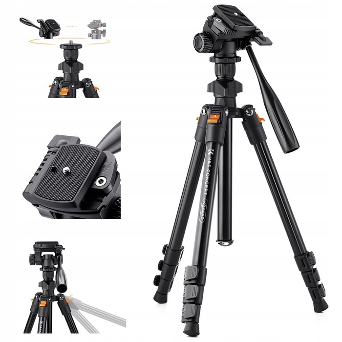 Штатив K&F Concept K234A, 162 см, чорний