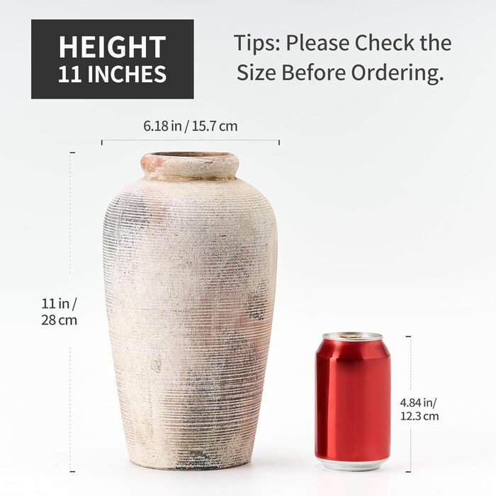 Велика керамічна ваза ручної роботи, 28 см, мінімалістична ваза в стилі ф armhouse для декору дому, вітальні, полиці, входу, весілля, декору столу, сірого кольору