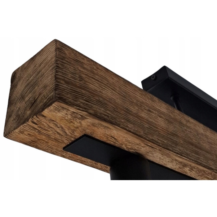 Люстра-ліхтар у стилі лофт з масивною дерев'яною балкою, дерево та метал