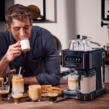 Кавомашина Cecotec Power Espresso 20 ColdBrew Latte Fresh: 1350W, 20 Бар, ColdBrew, Сенсорний екран, 1.5л резервуар, капучинатор, нержавіюча сталь