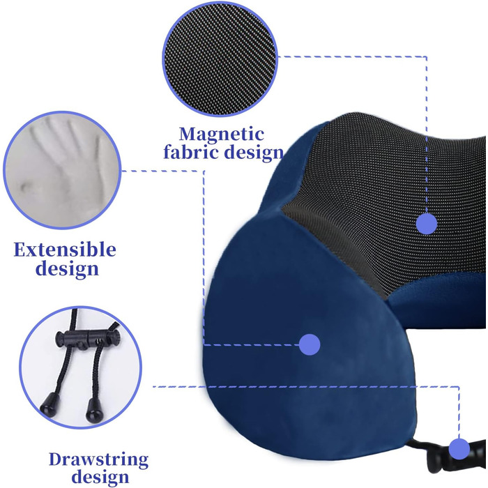 Подушка для шиї Poligono для подорожей: м'яка, комфортна, з піною з пам'яті, компактна, блакитна